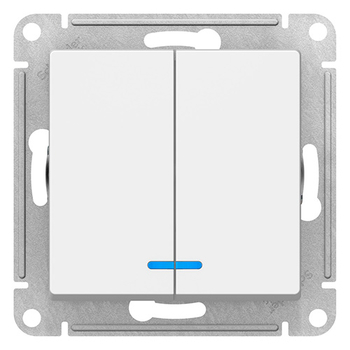 Выключатель SE AtlasDesign 2-клавишный с подсветкой, сх.5а, 10АХ, белый, механизм - Электрика, НВА - Выключатели и розетки - Выключатели - . Магазин оборудования для автономного и резервного электропитания Ekosolar.ru в Королёве